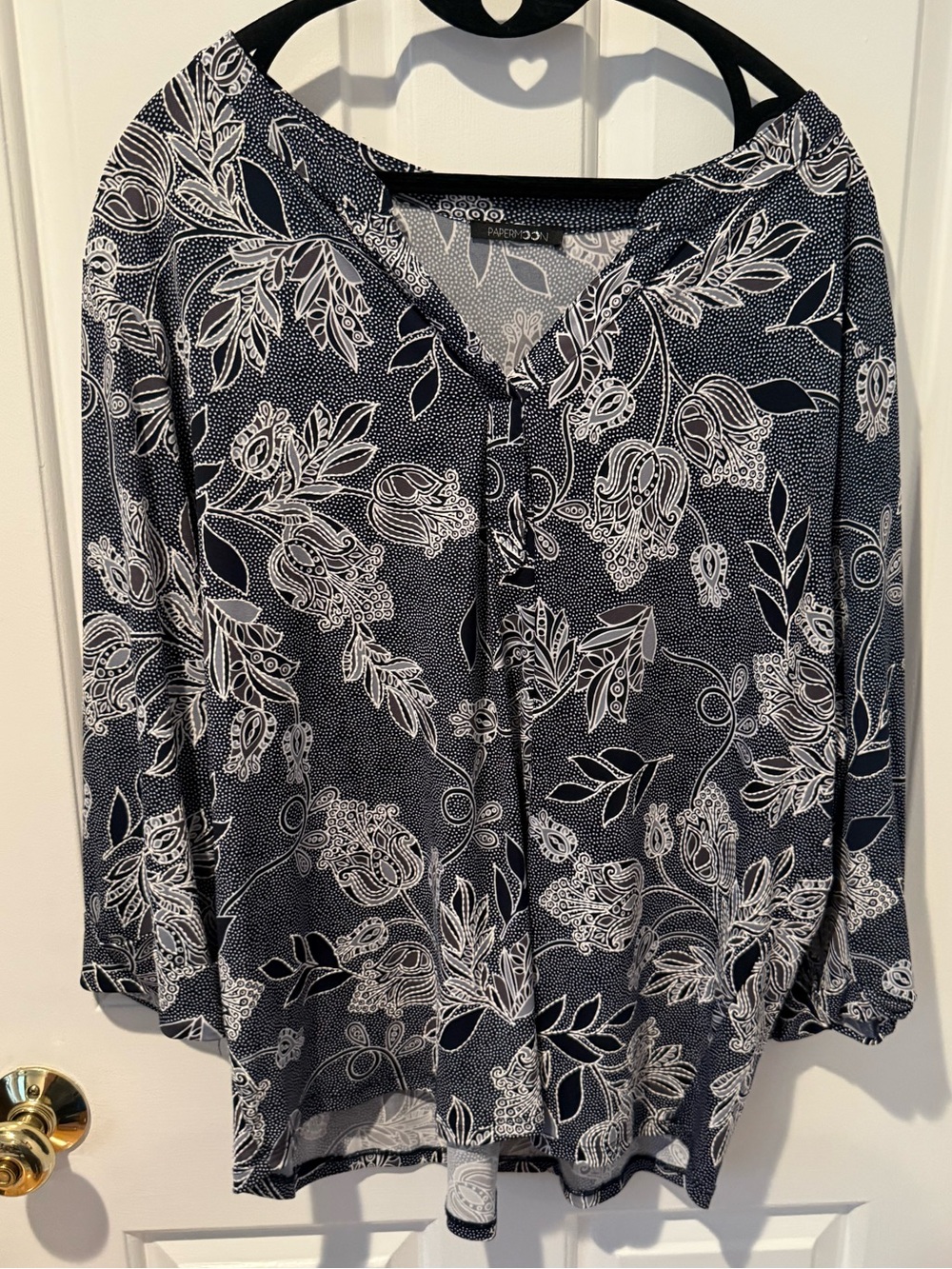 Papermoon Navy and White Floral 3/4 sleeve Blouse